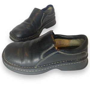 Born | Womens Black Leather Slip On Loafer Clog Shoe | Size 8